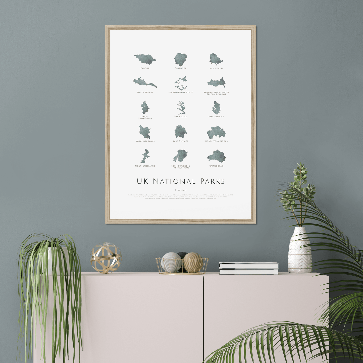 UK National Parks - Framed & Mounted Map