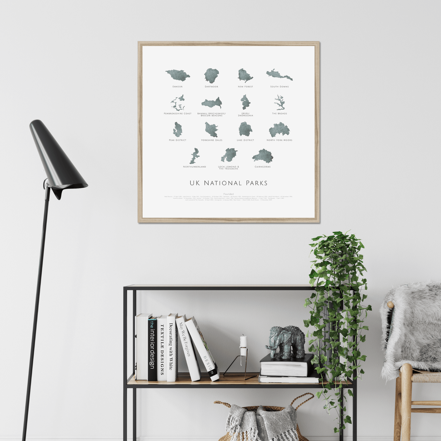 UK National Parks - Framed & Mounted Map (square)