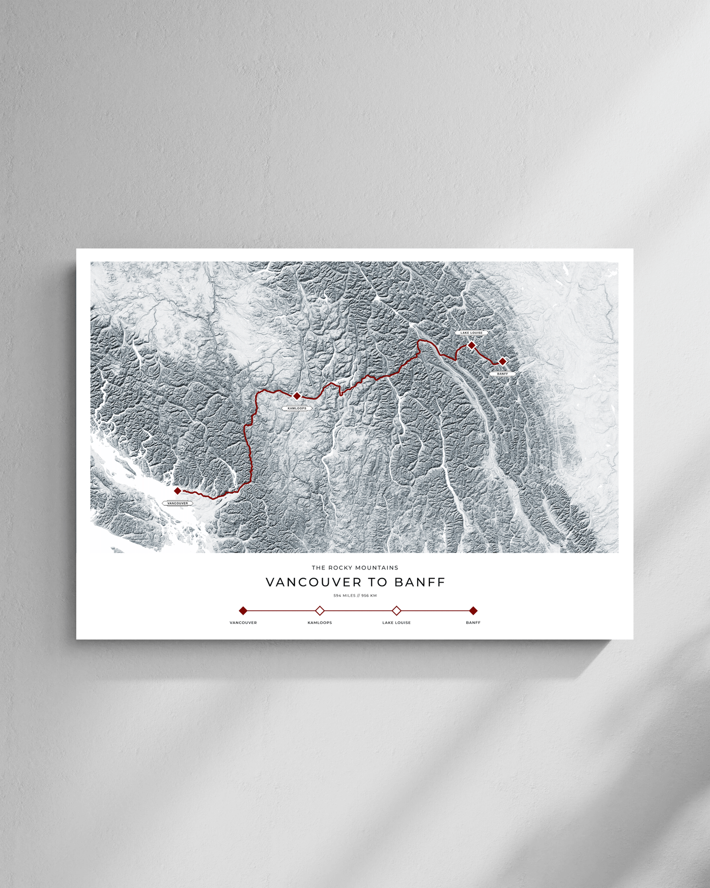 Vancouver to Banff - The Rocky Mountains Railway Map