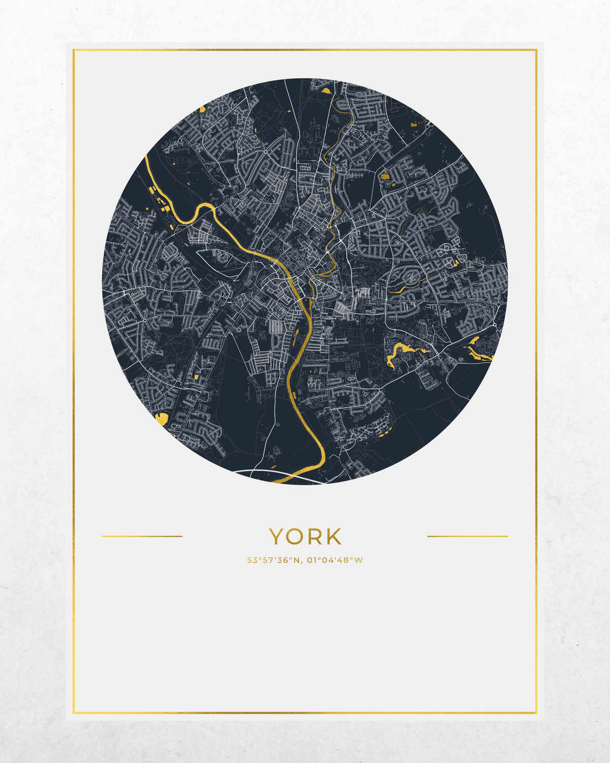 York - Gold Fine Art Map Print