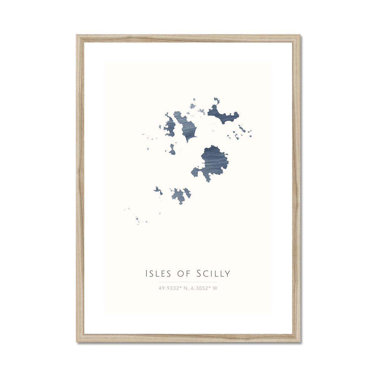 The Scilly Isles - Framed & Mounted Map