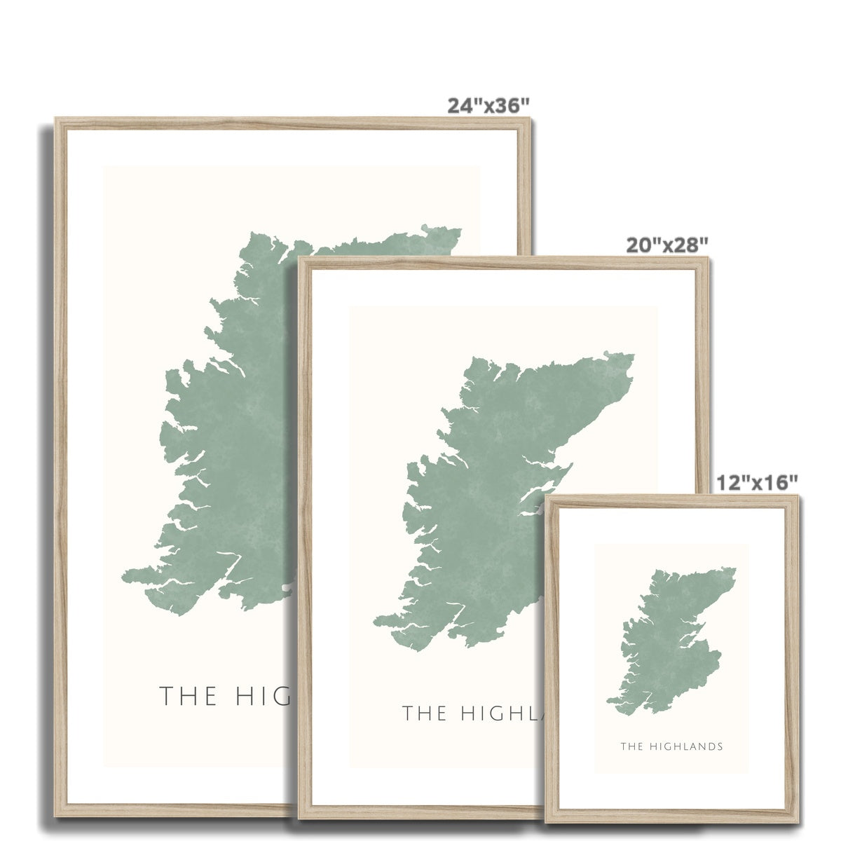 The Highlands - Framed & Mounted Map