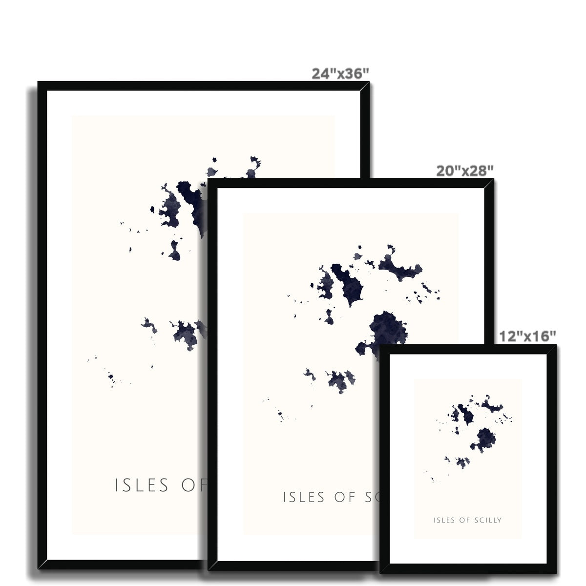 The Scilly Isles - Framed & Mounted Map