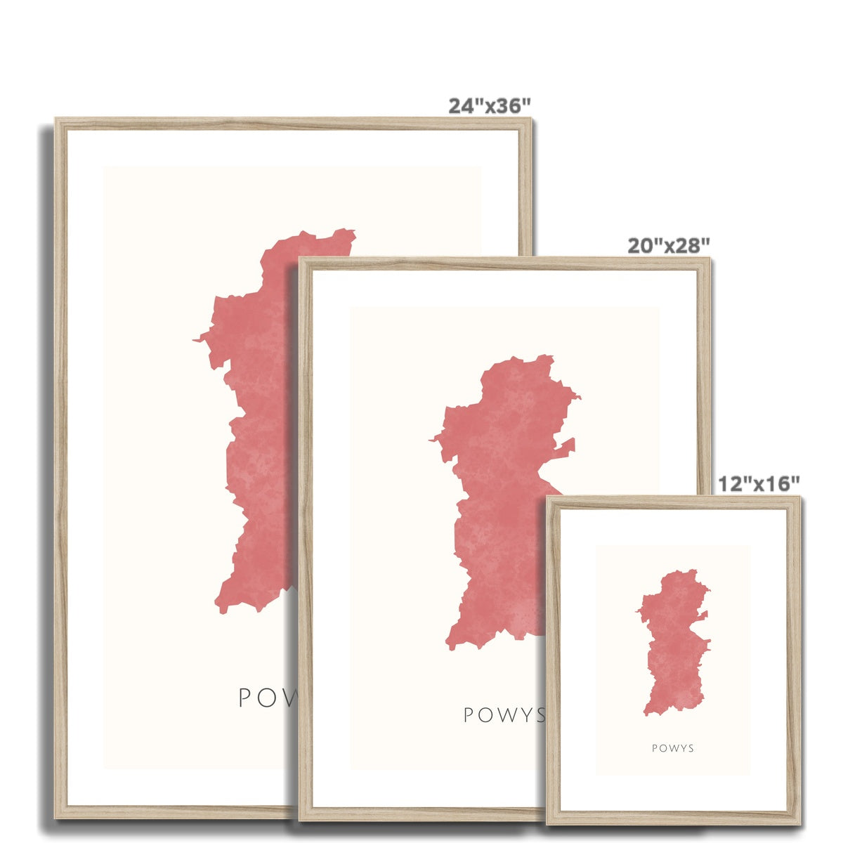 Powys - Framed & Mounted Map