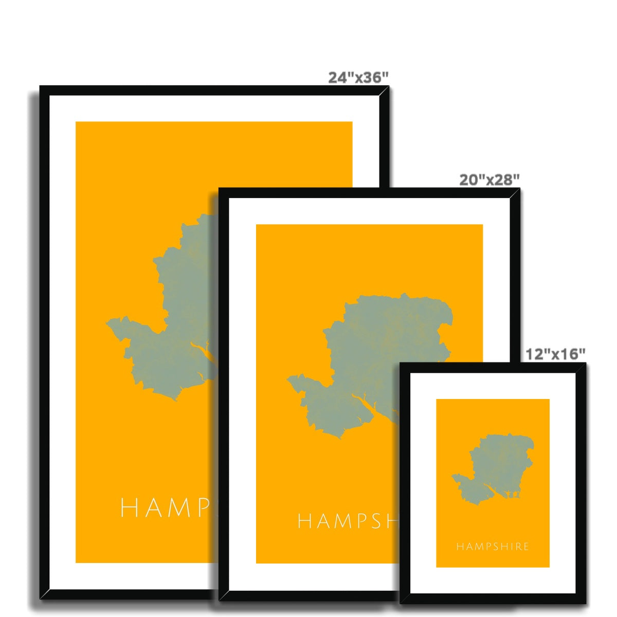Hampshire - Framed & Mounted Map