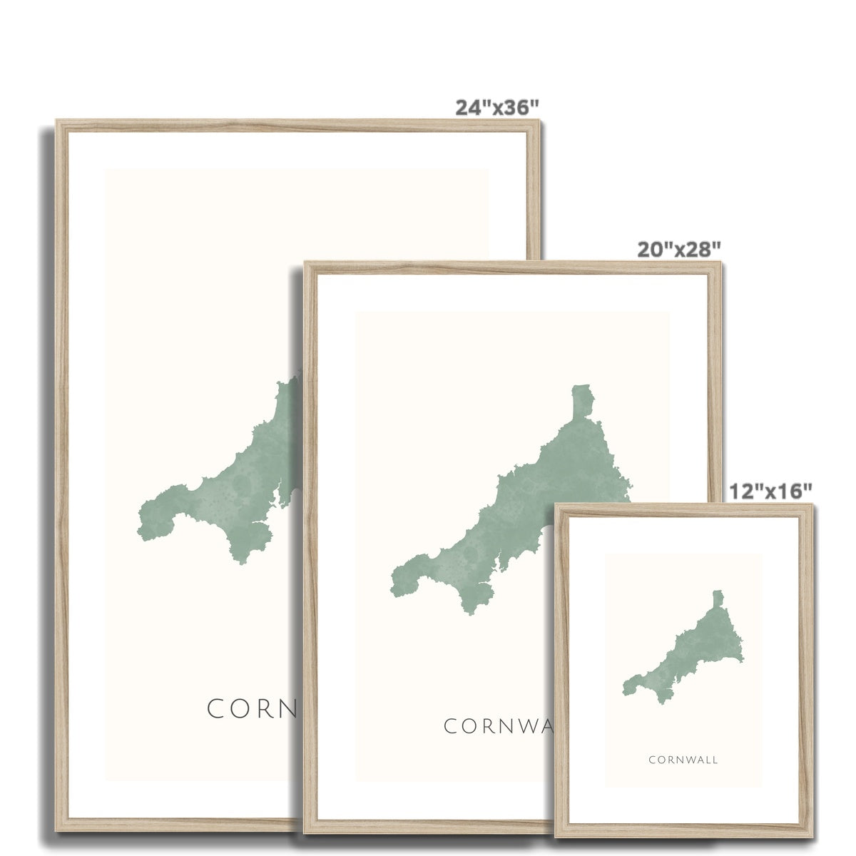 Cornwall - Framed & Mounted Map