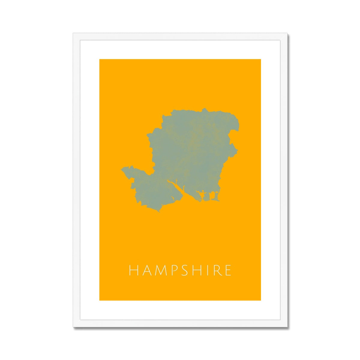 Hampshire - Framed & Mounted Map