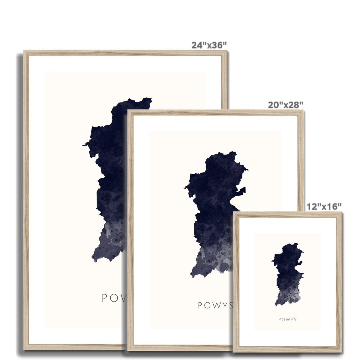 Powys - Framed & Mounted Map