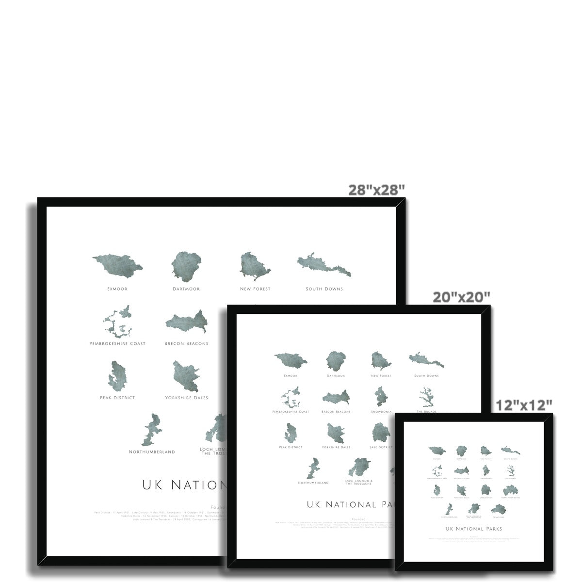 UK National Parks (square) - Framed & Mounted Map