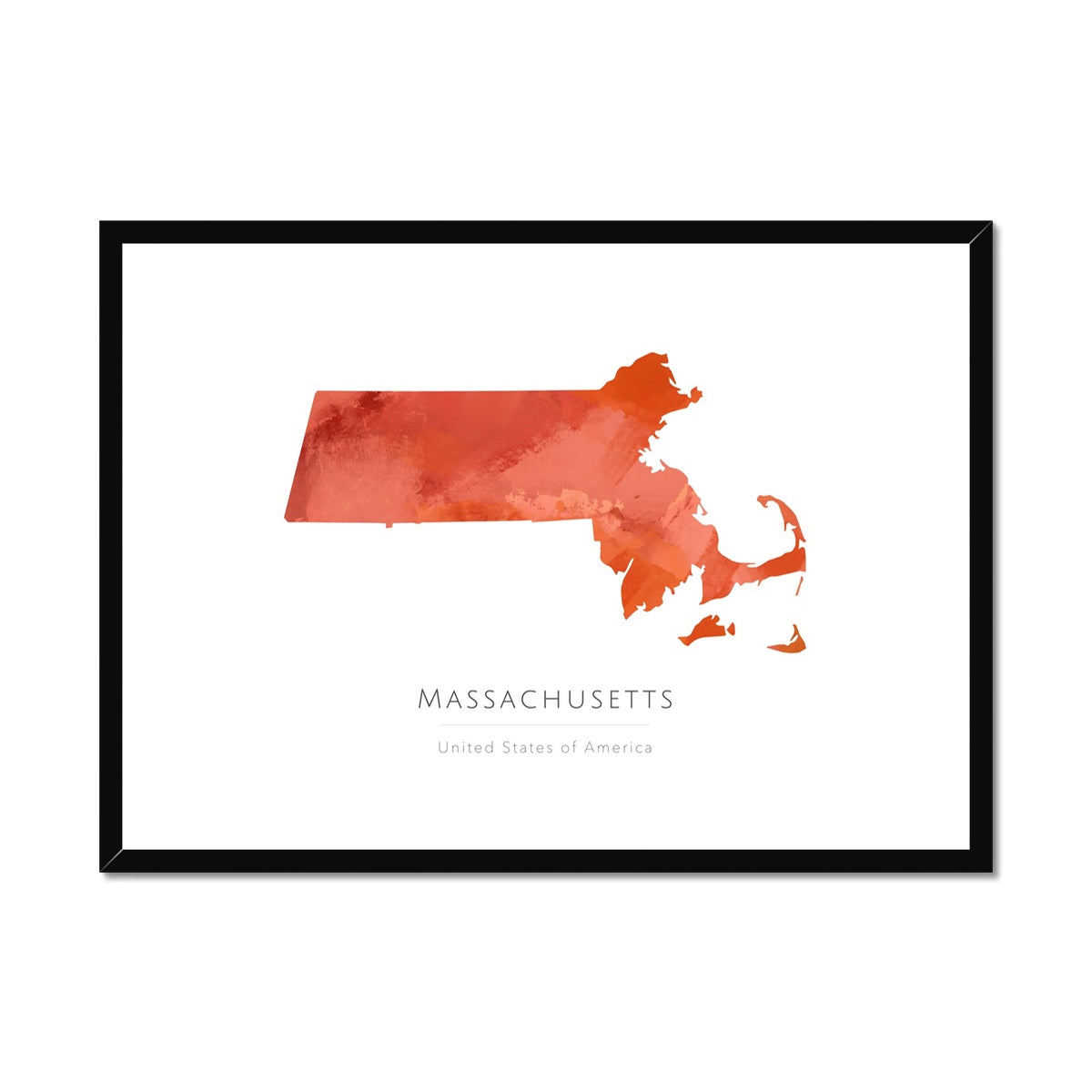 Massachusetts - Framed & Mounted Map