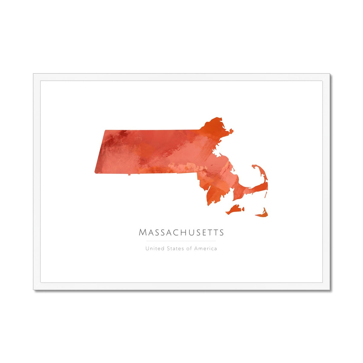 Massachusetts - Framed & Mounted Map
