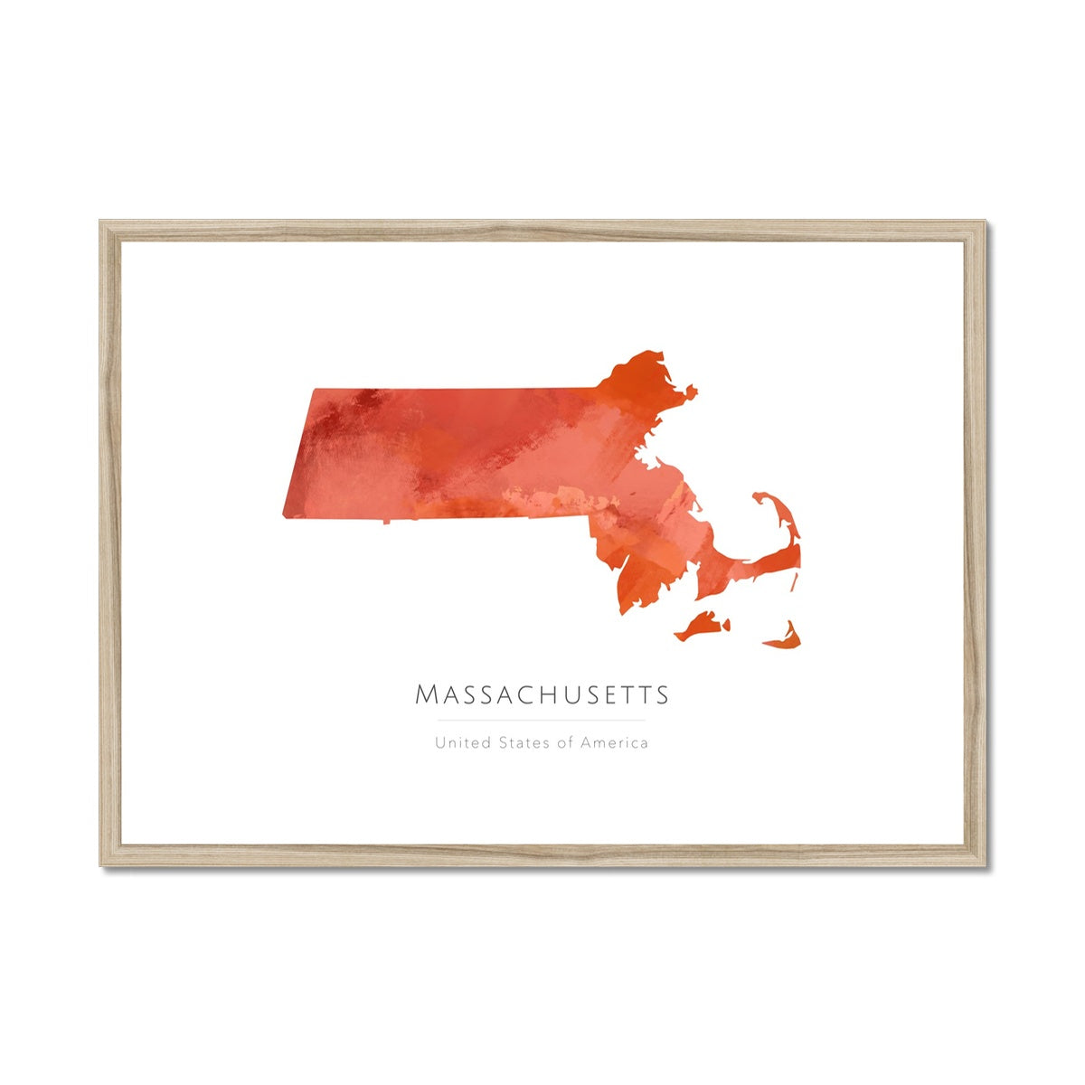 Massachusetts - Framed & Mounted Map