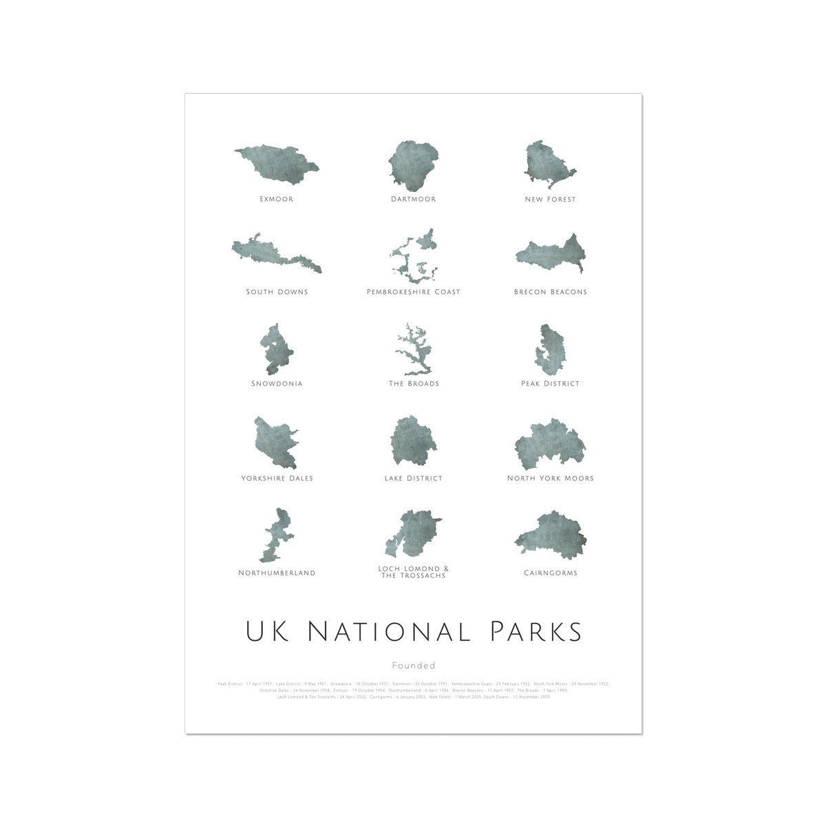UK National Parks Map- Fine Art Print