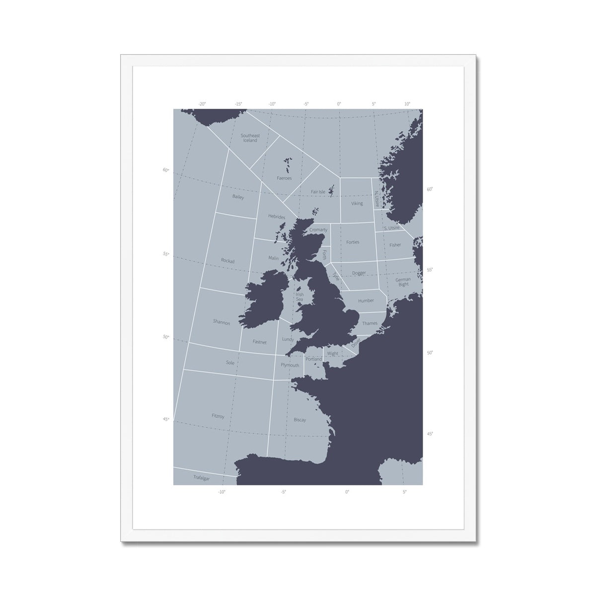 The Shipping Forecast Areas - Framed Map