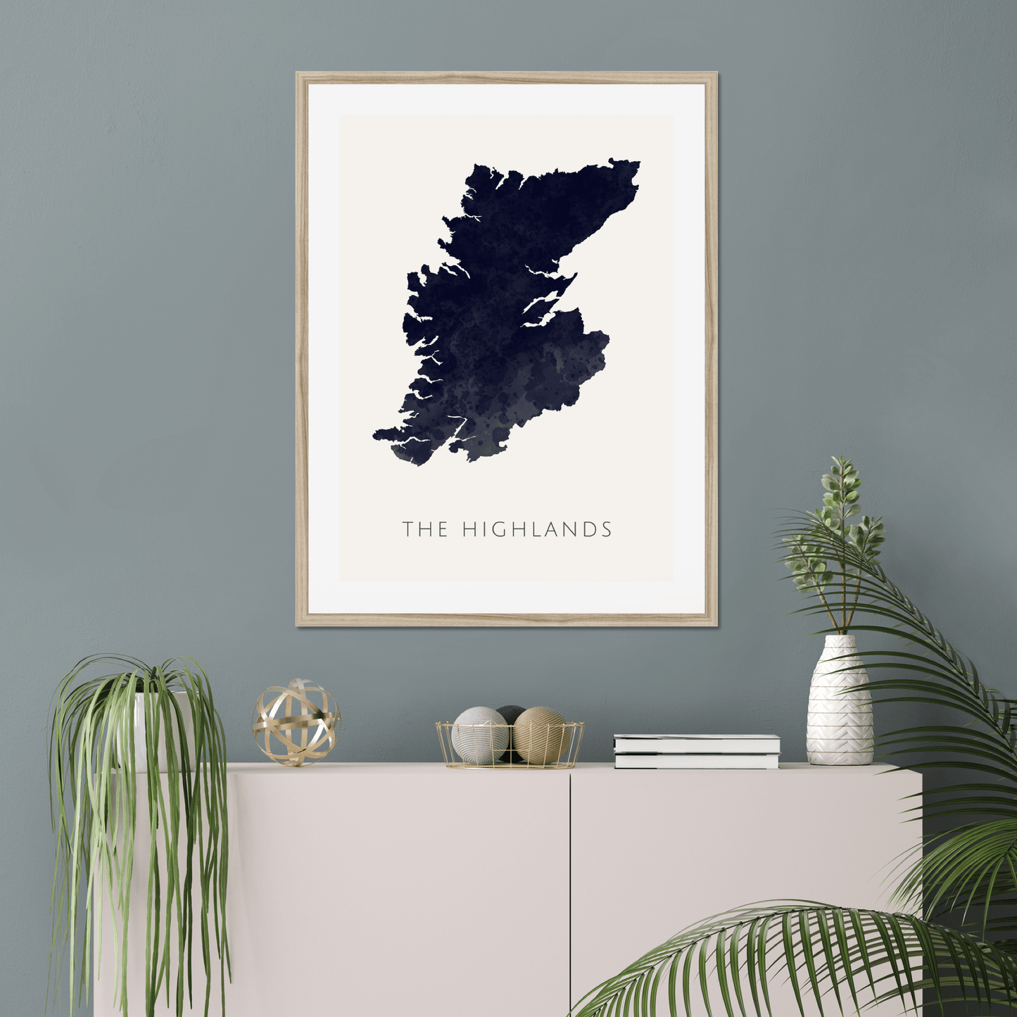 The Highlands - Framed & Mounted Map