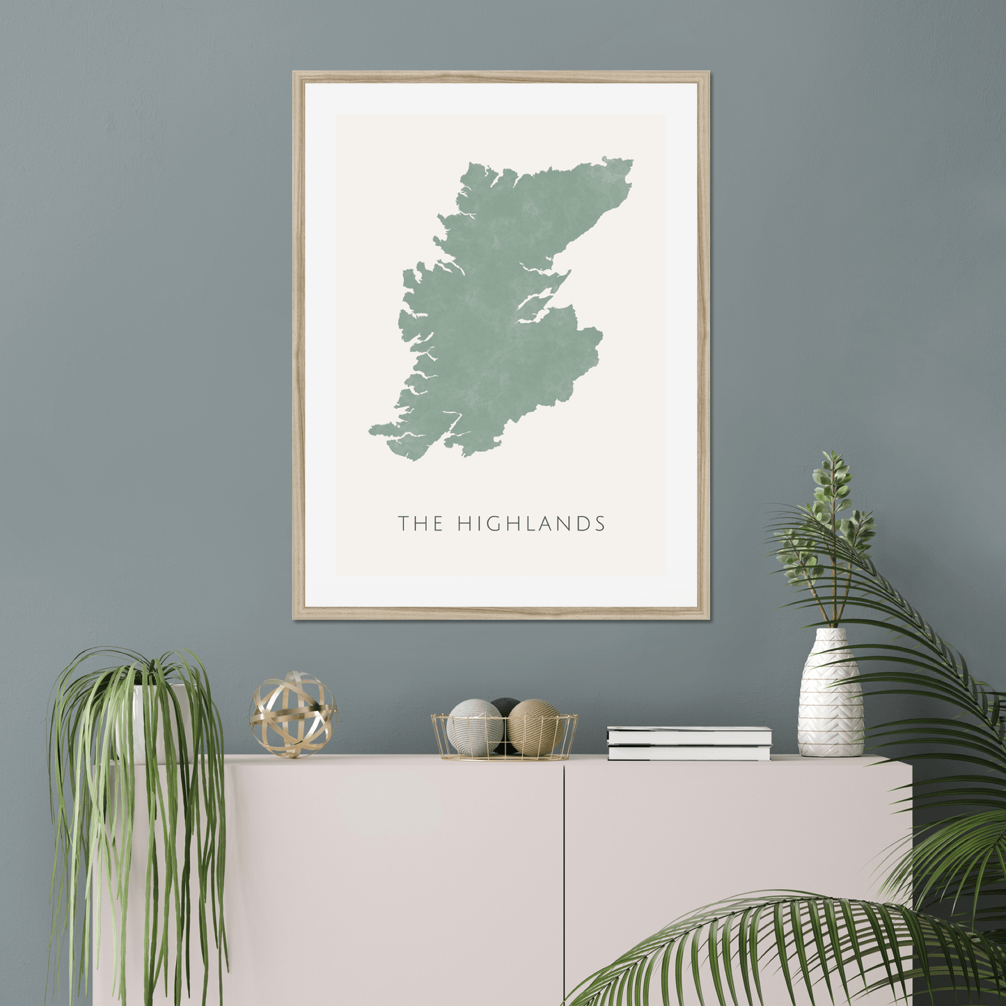 The Highlands - Framed & Mounted Map