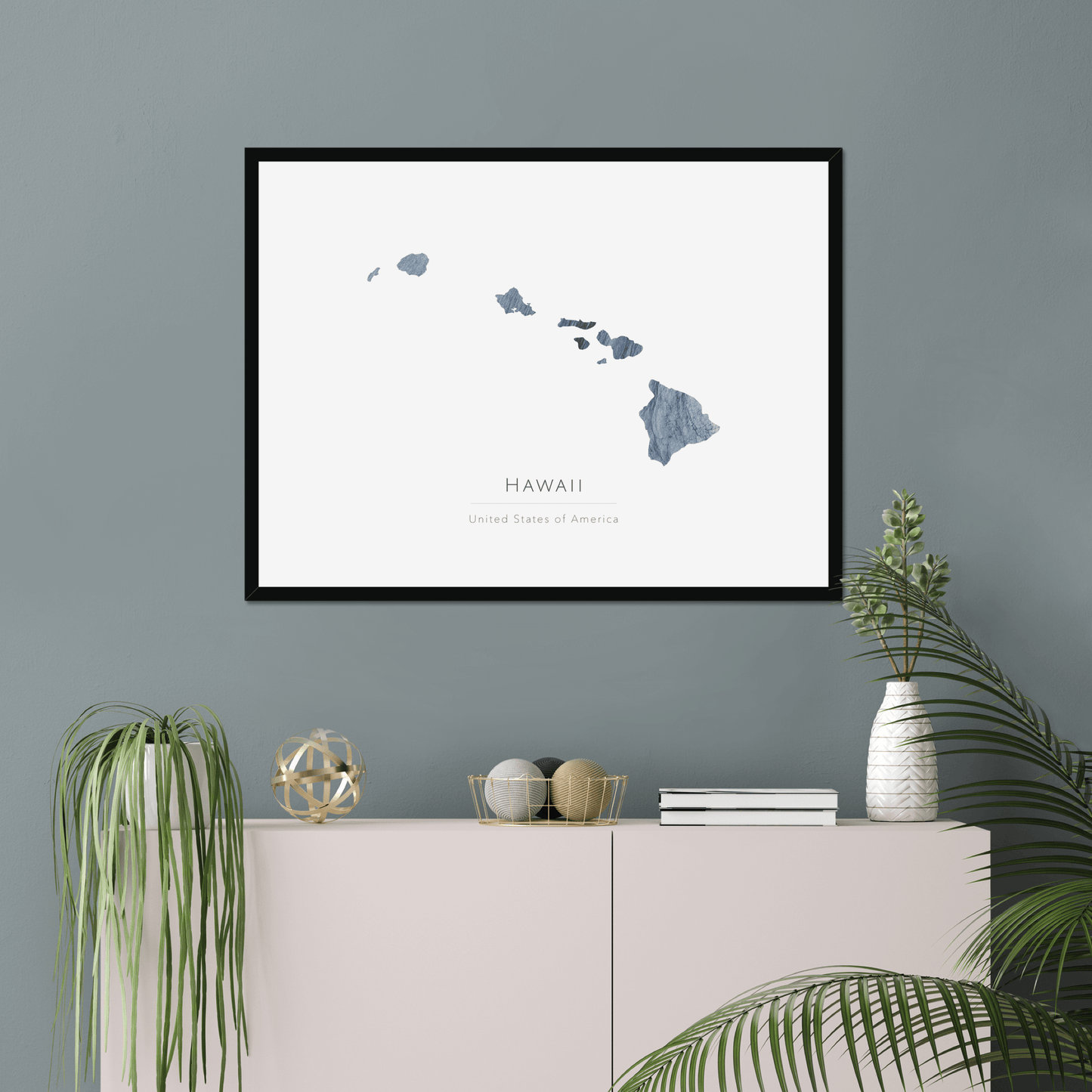 Hawaii - Framed & Mounted Map