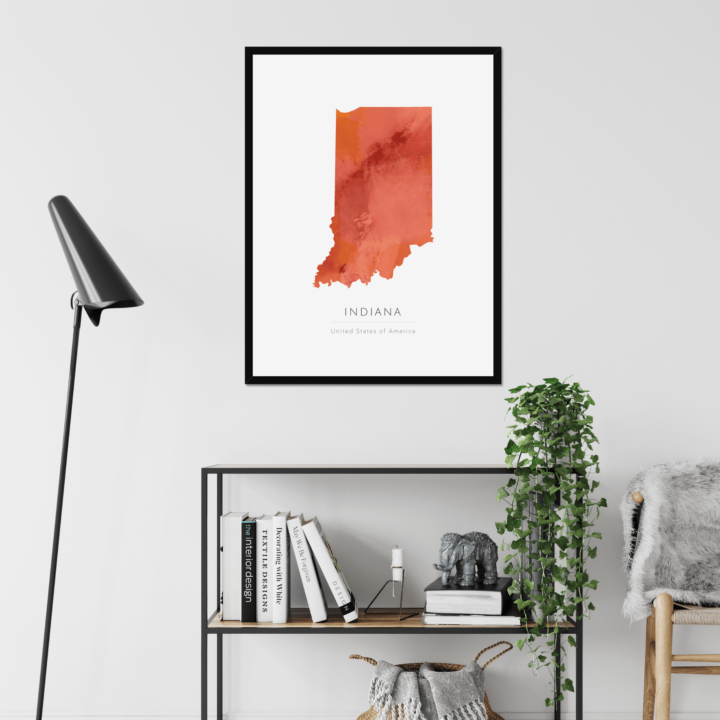Indiana - Framed & Mounted Map