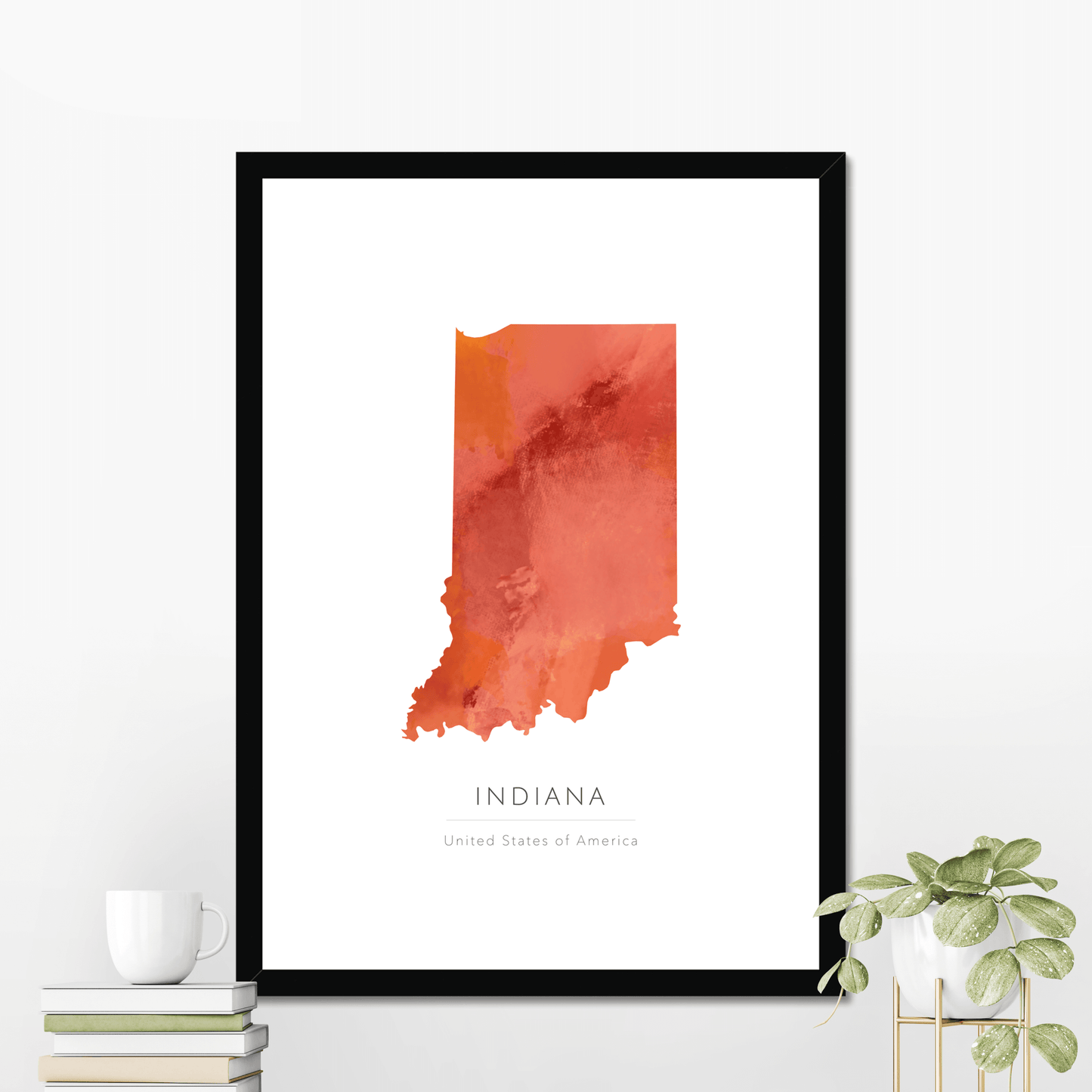 Indiana - Framed & Mounted Map