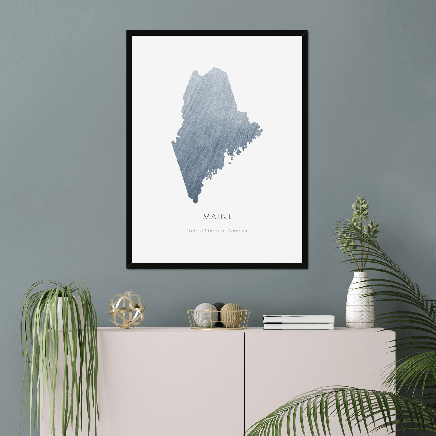 Maine - Framed & Mounted Map