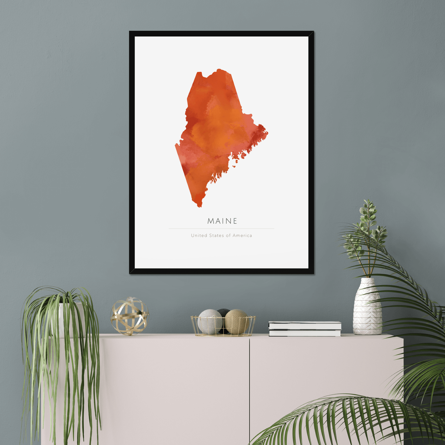 Maine - Framed & Mounted Map