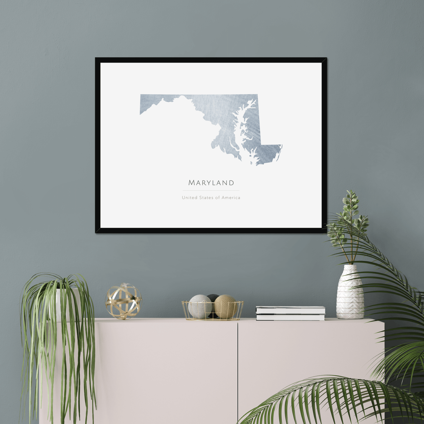 Maryland - Framed & Mounted Map