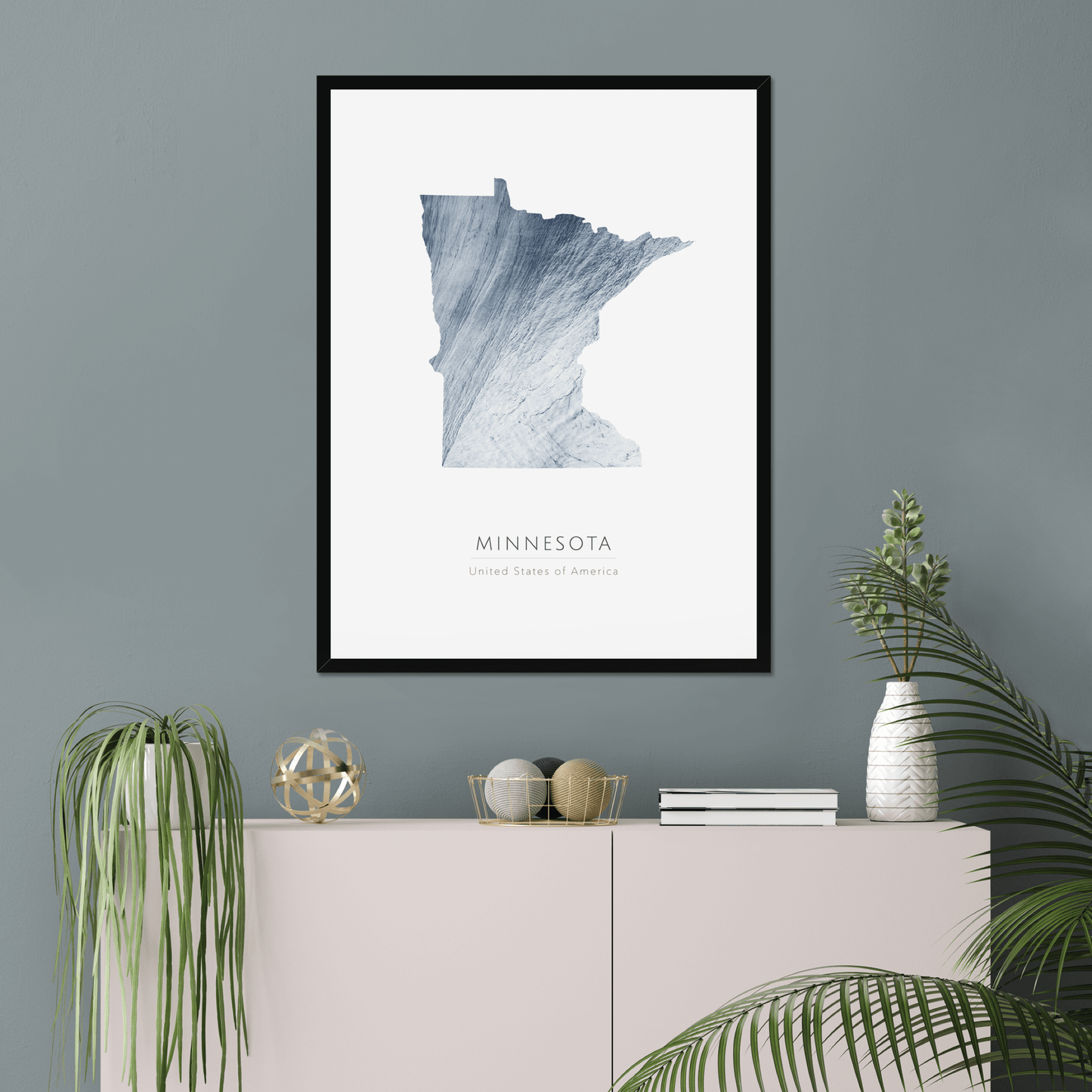 Minnesota - Framed & Mounted Map