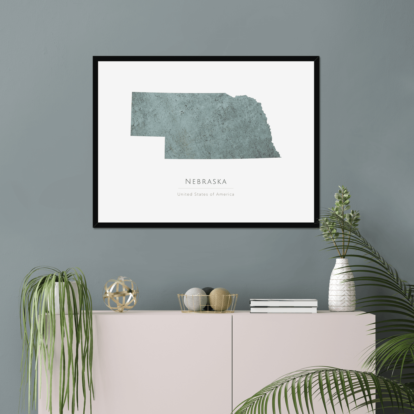 Nebraska - Framed & Mounted Map