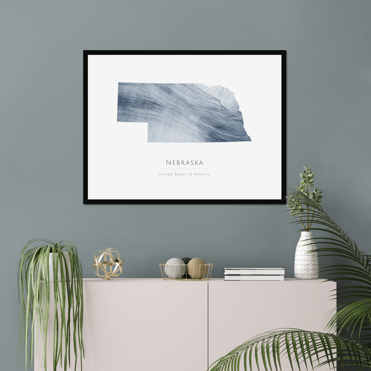 Nebraska - Framed & Mounted Map
