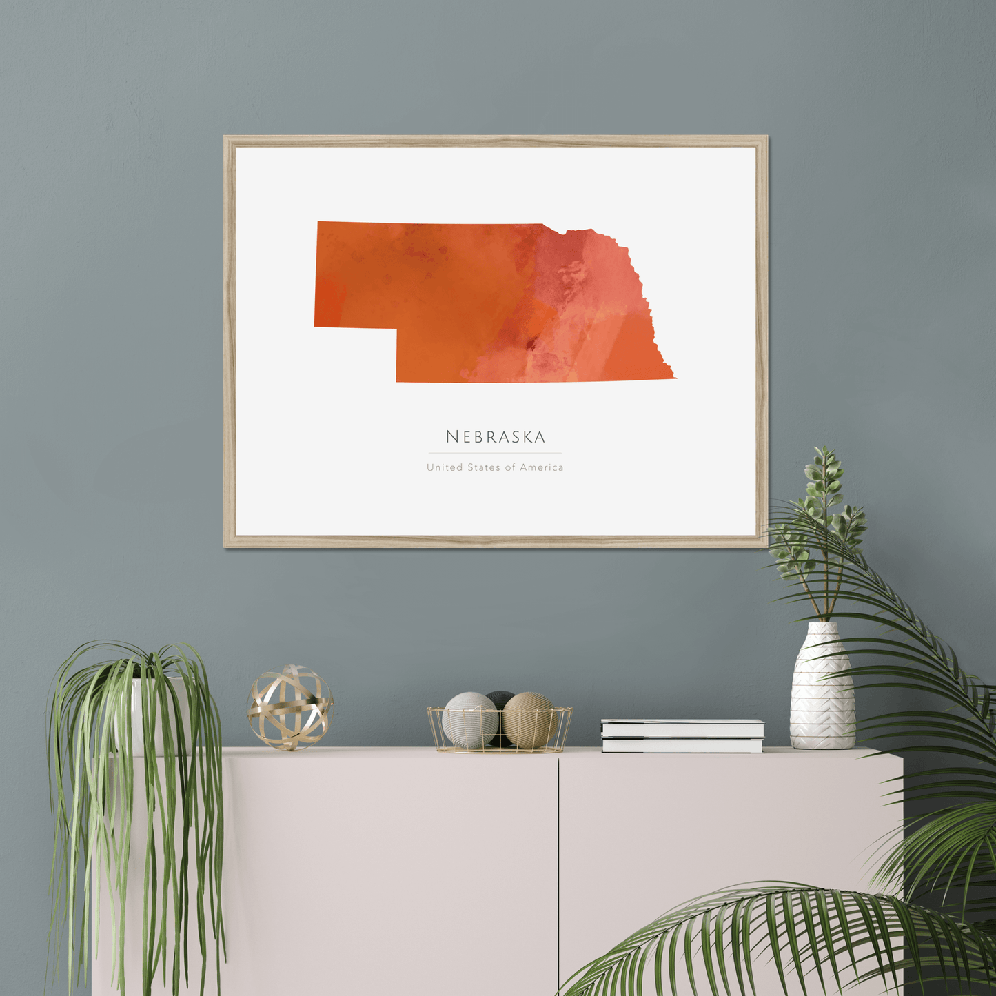Nebraska - Framed & Mounted Map