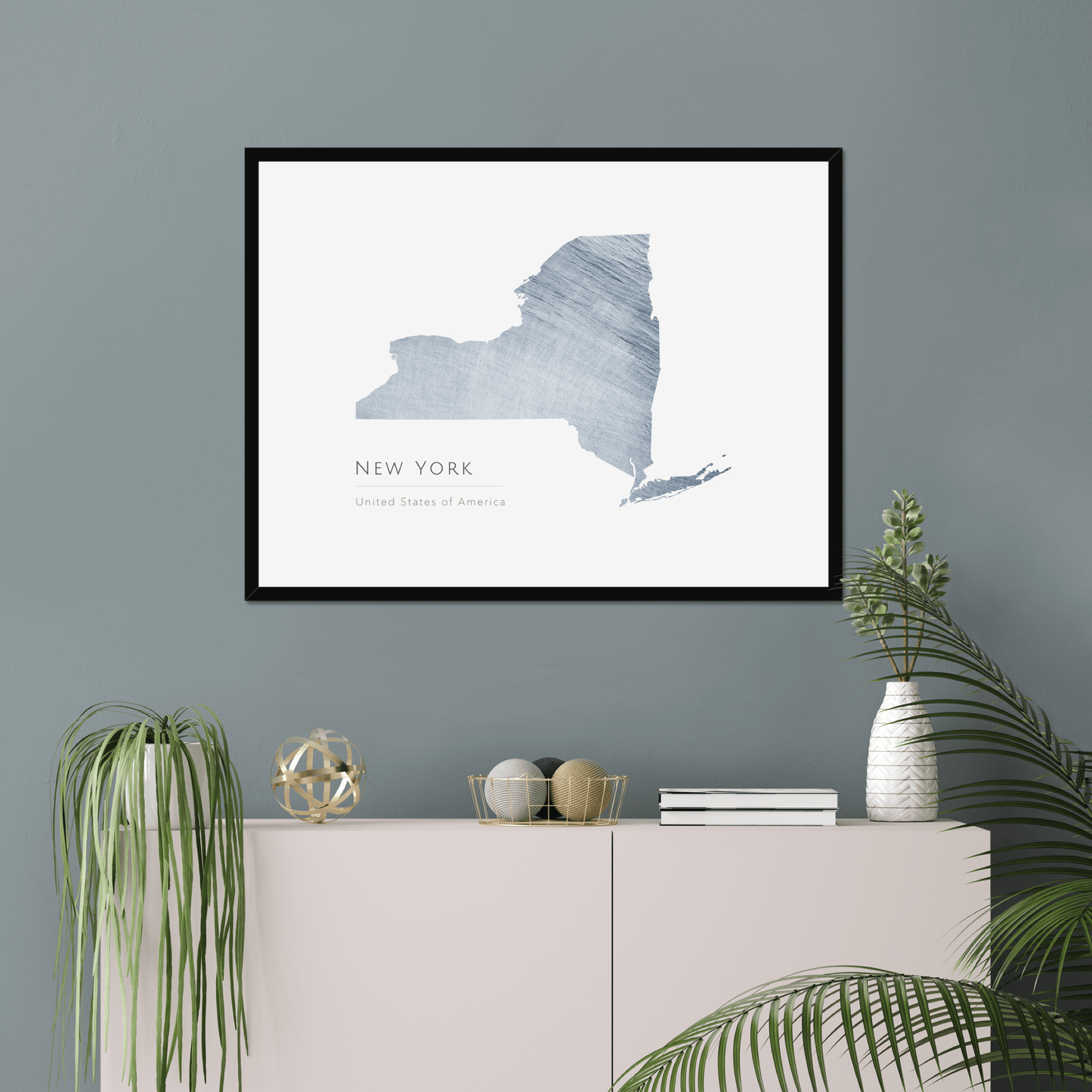 New York - Framed & Mounted Map