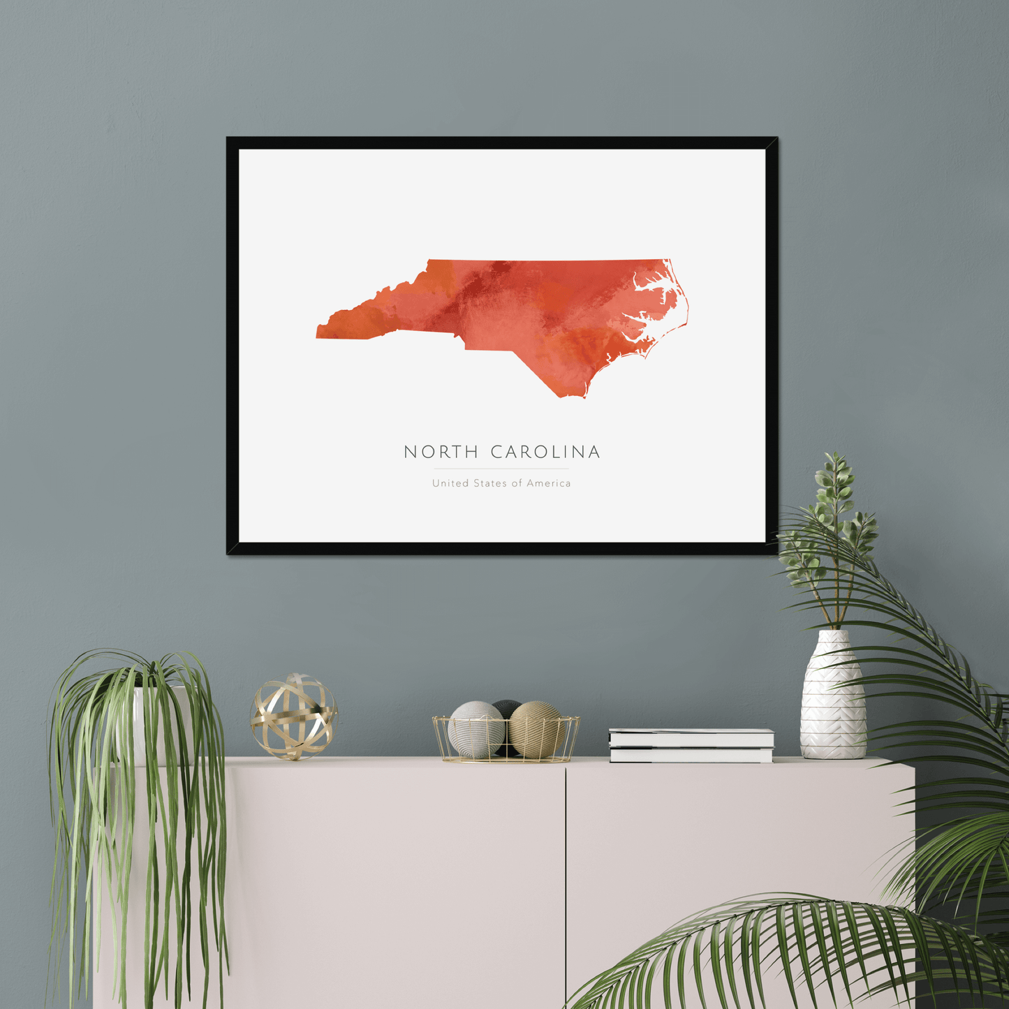 North Carolina - Framed & Mounted Map