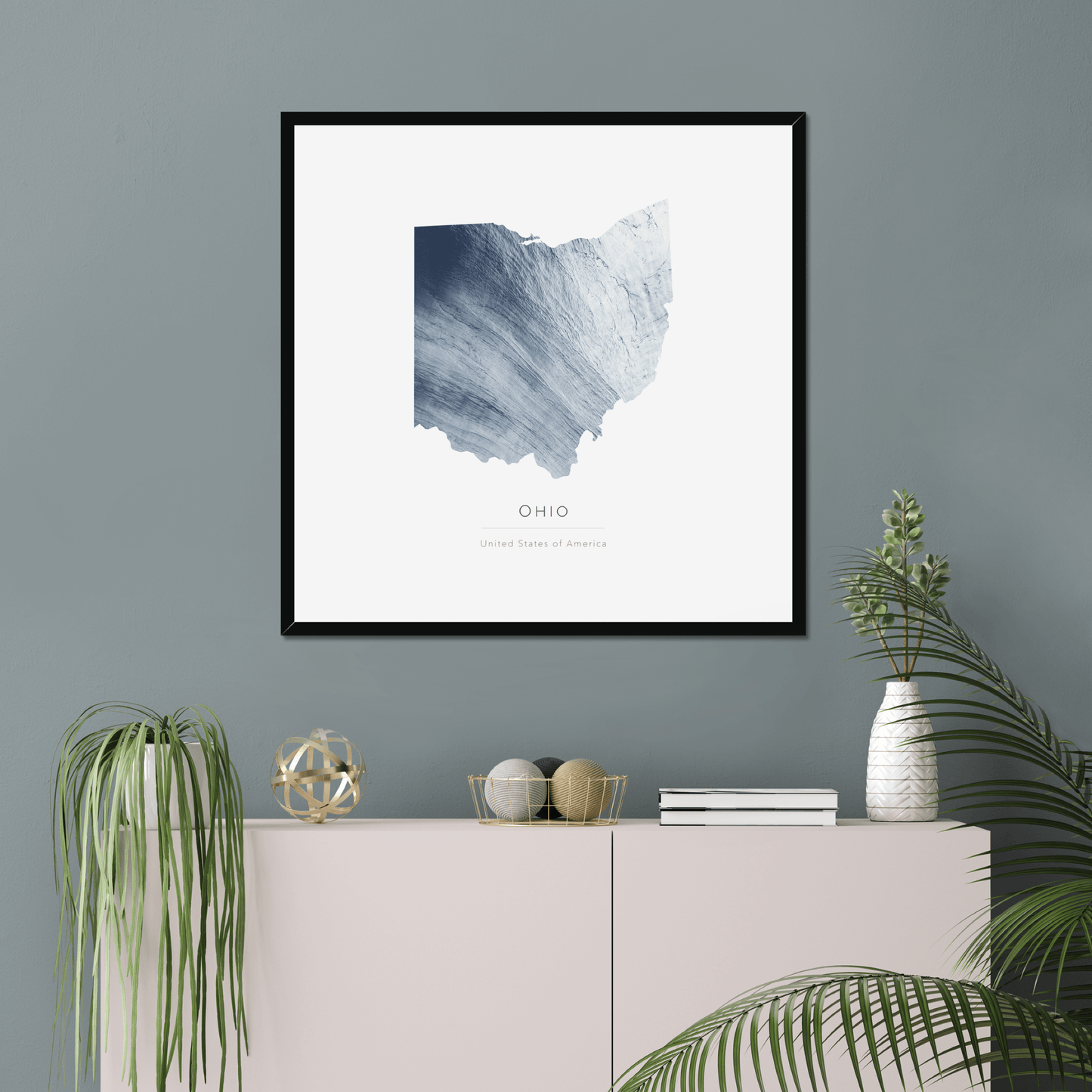 Ohio - Framed & Mounted Map