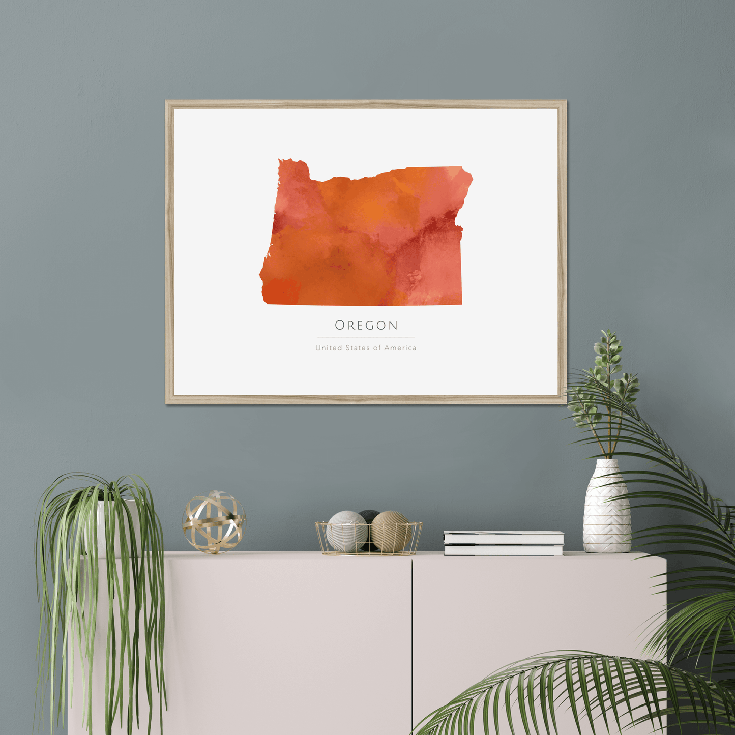 Oregon - Framed & Mounted Map