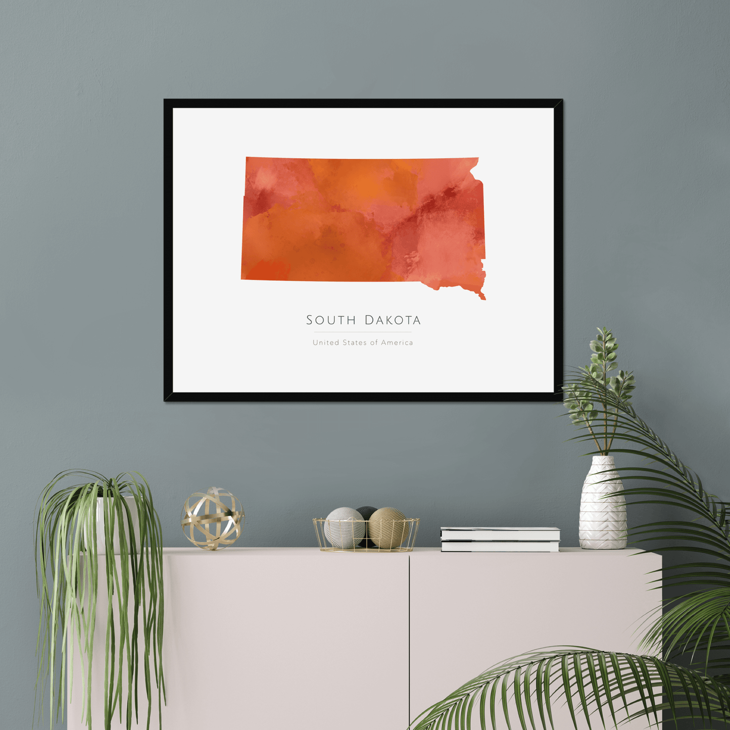 South Dakota - Framed & Mounted Map