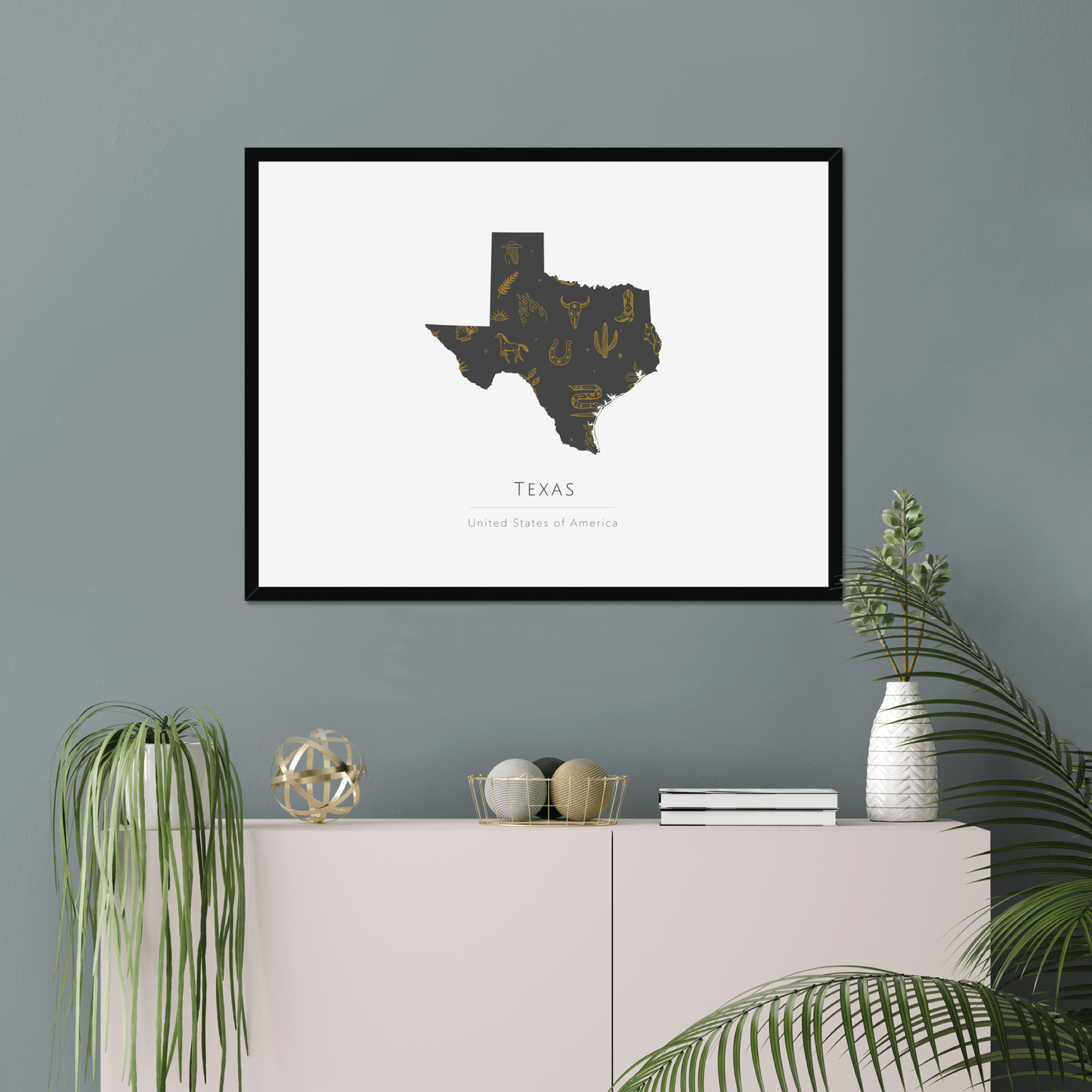 Texas - Framed & Mounted Map