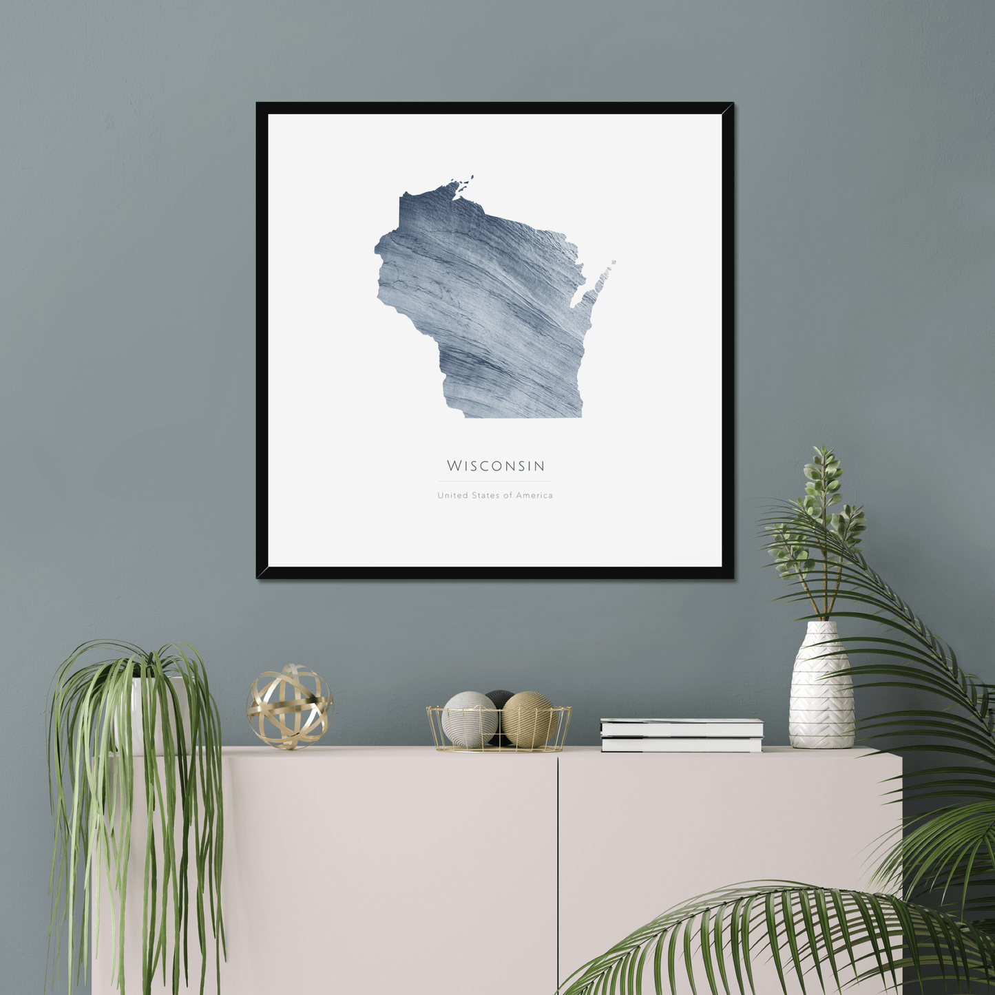 Wisconsin - Framed & Mounted Map