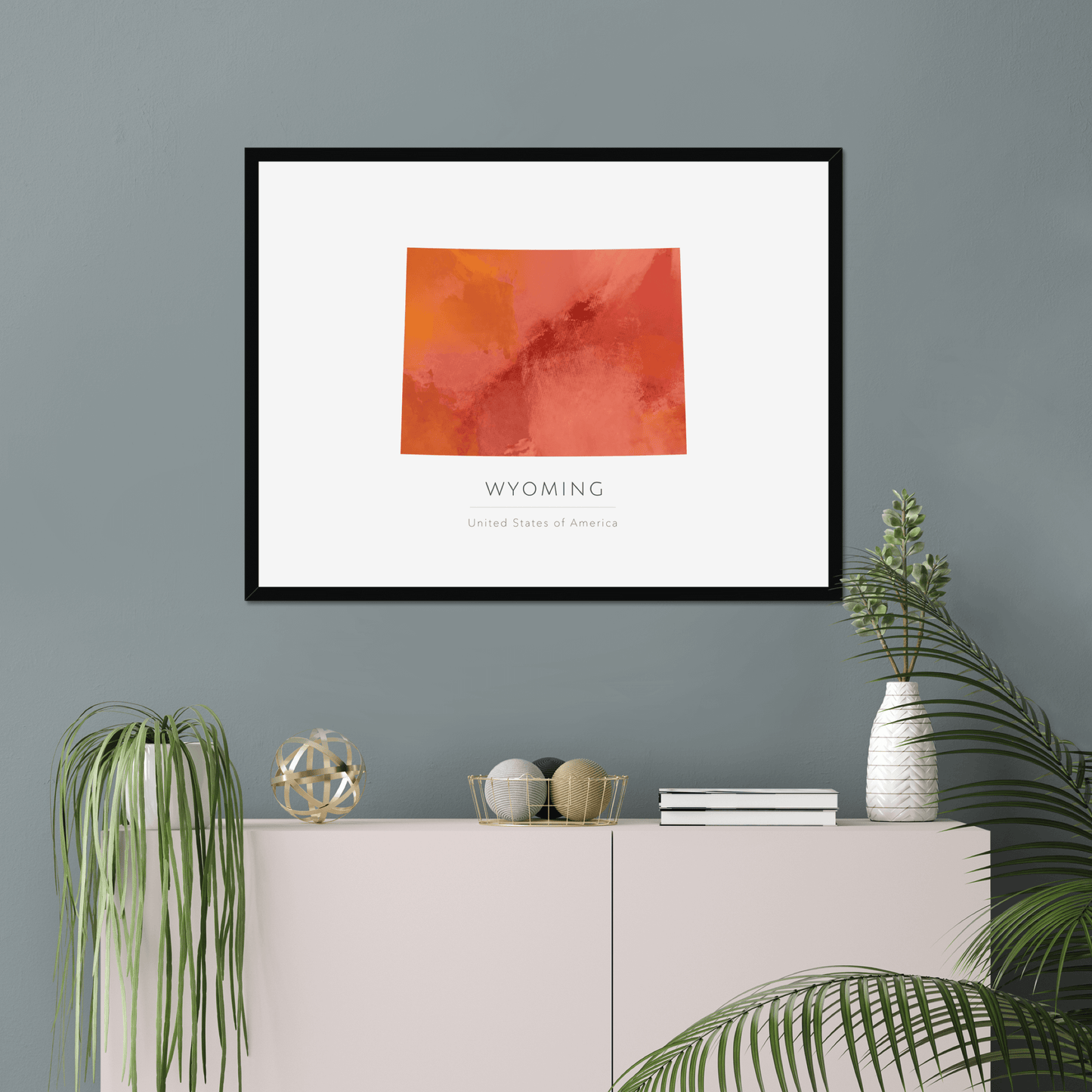 Wyoming - Framed & Mounted Map
