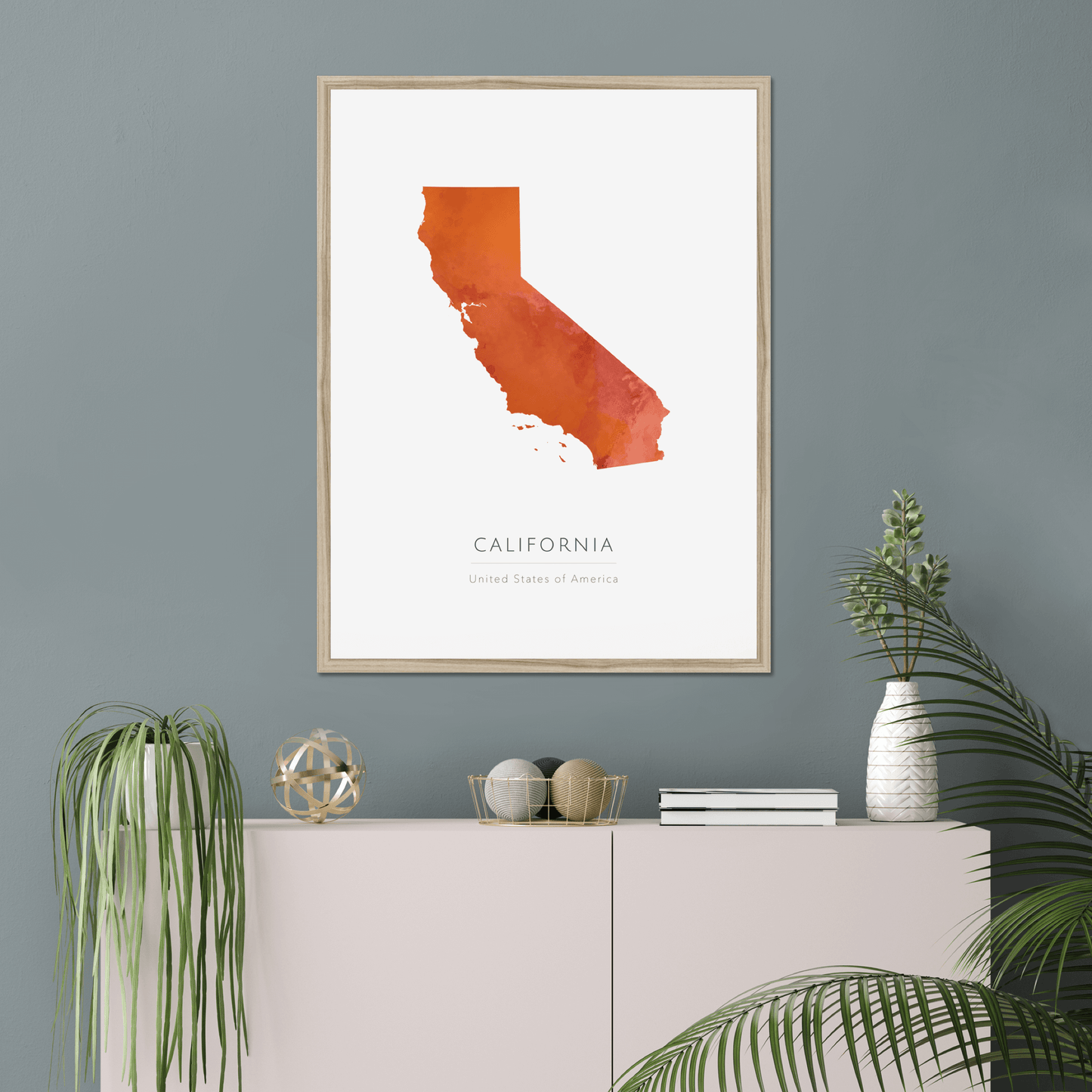 California - Framed & Mounted Map
