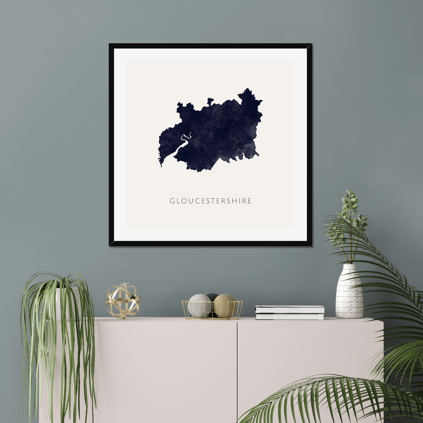 Gloucestershire - Framed & Mounted Map