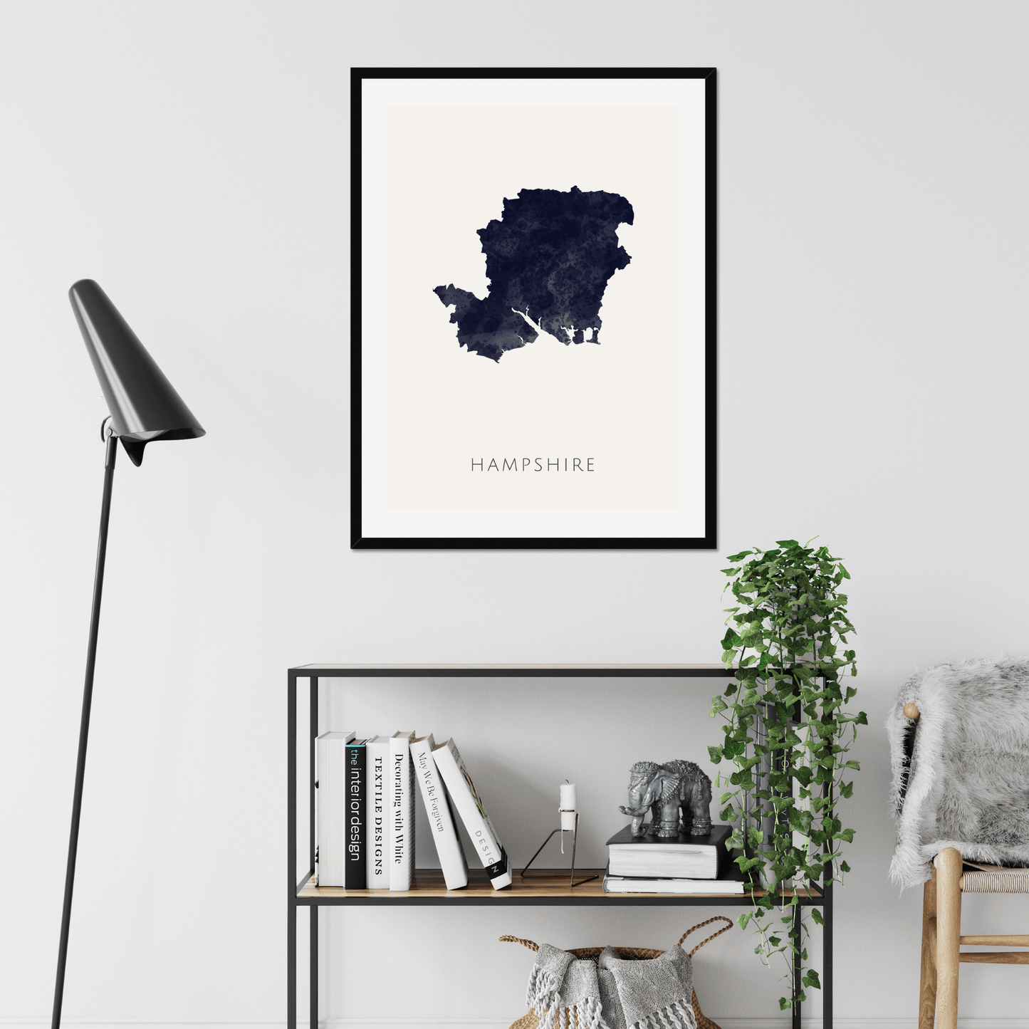 Hampshire - Framed & Mounted Map
