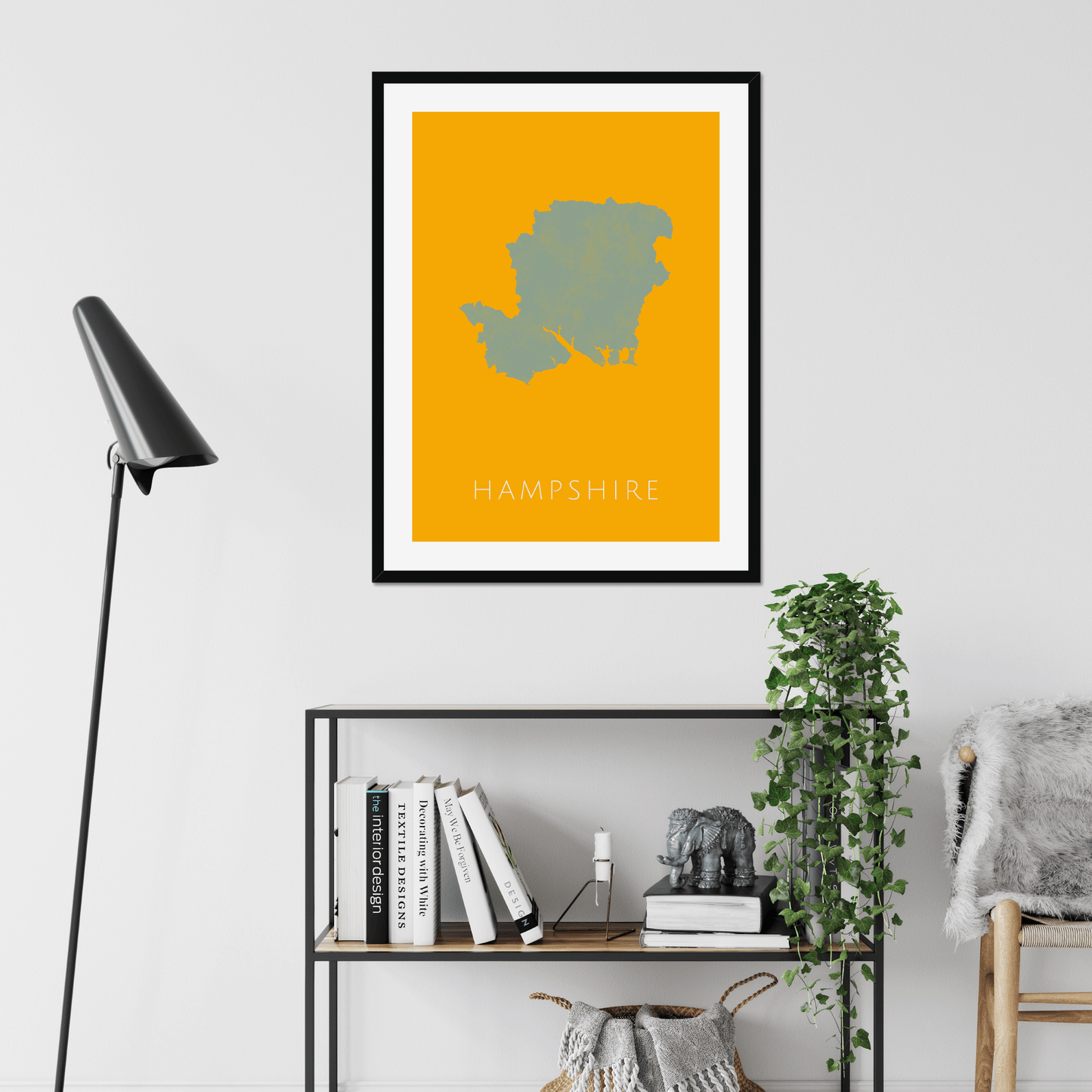 Hampshire - Framed & Mounted Map