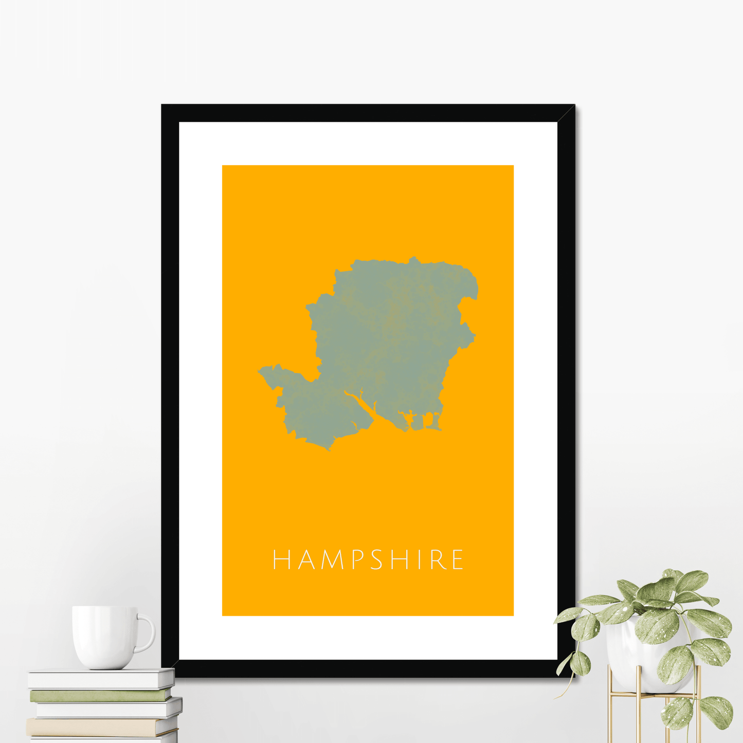Hampshire - Framed & Mounted Map