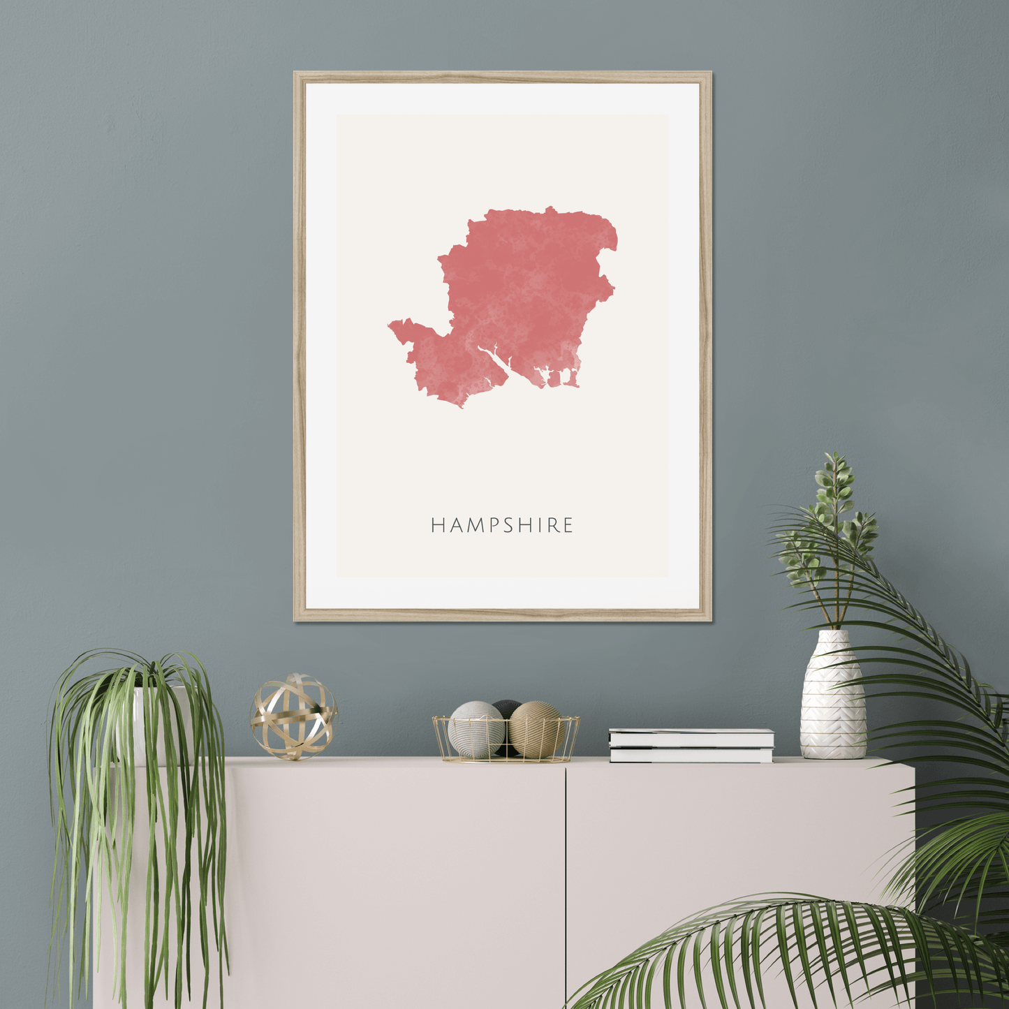 Hampshire - Framed & Mounted Map