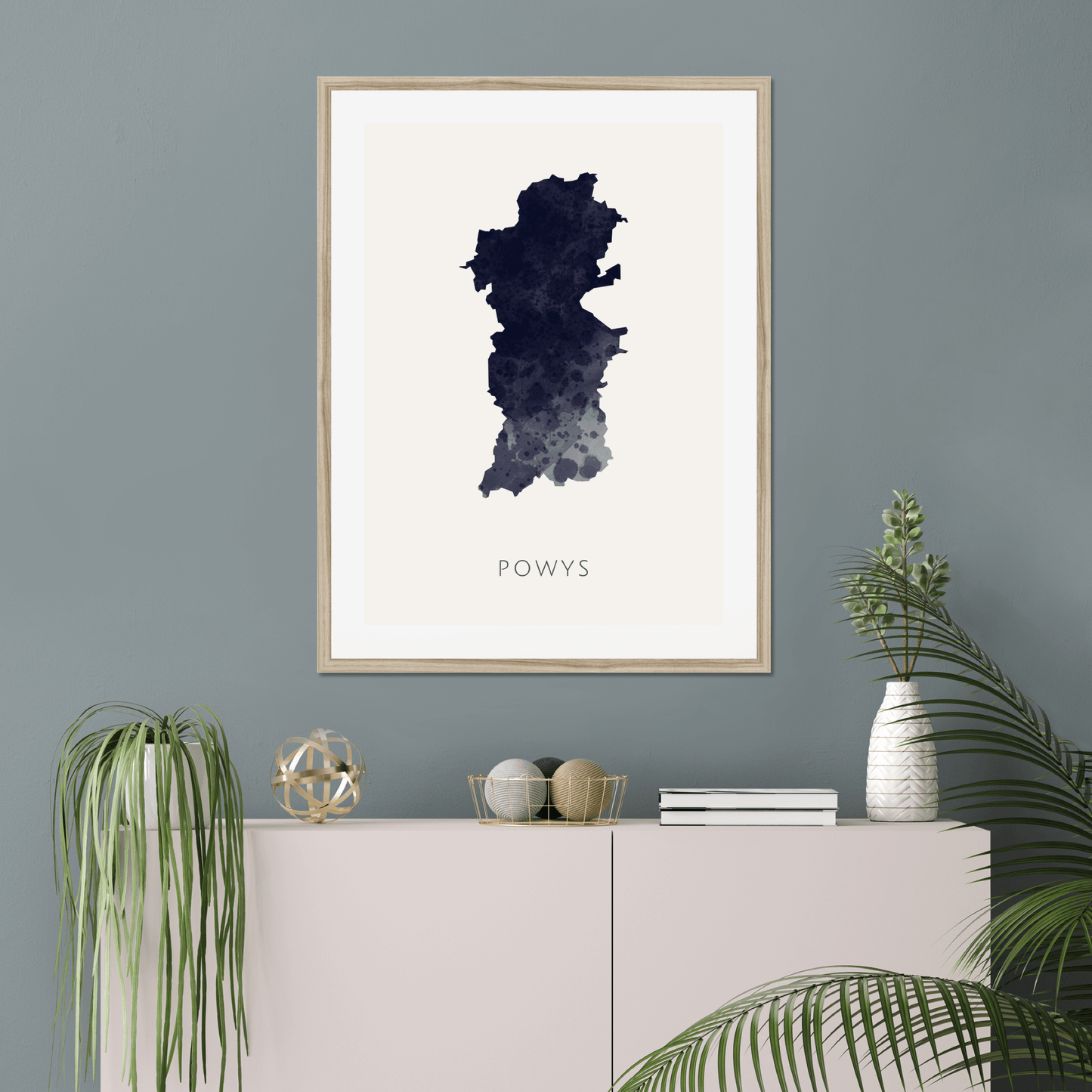 Powys - Framed & Mounted Map