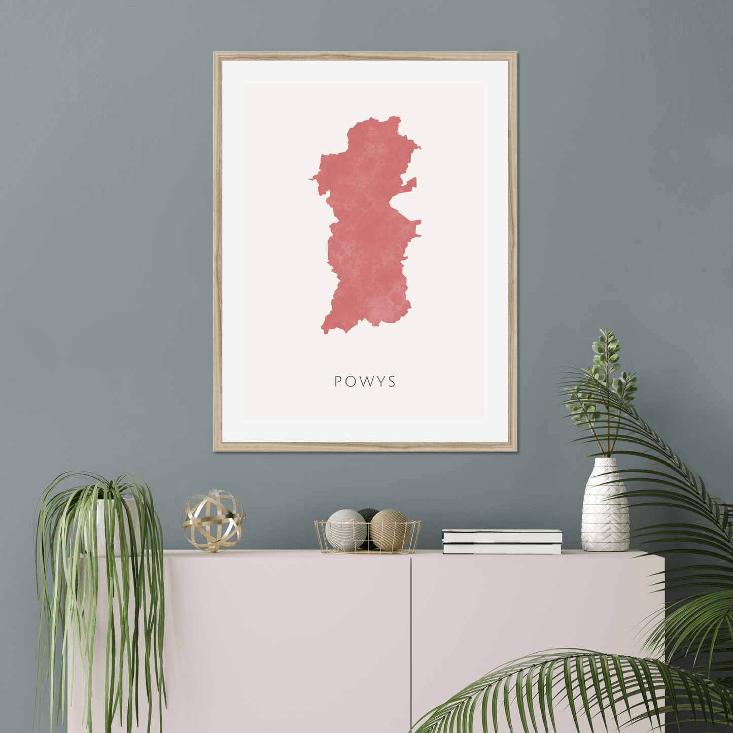Powys - Framed & Mounted Map