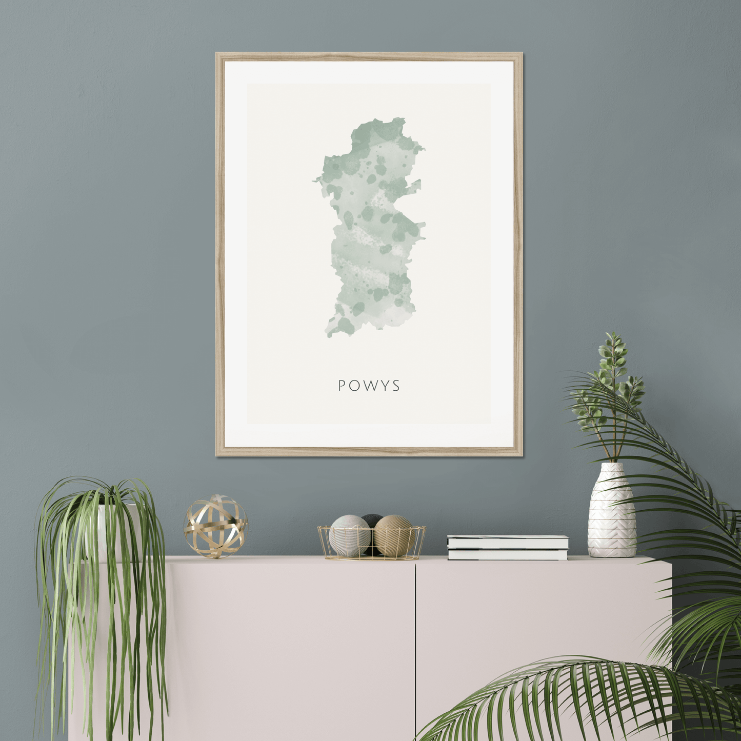 Powys - Framed & Mounted Map