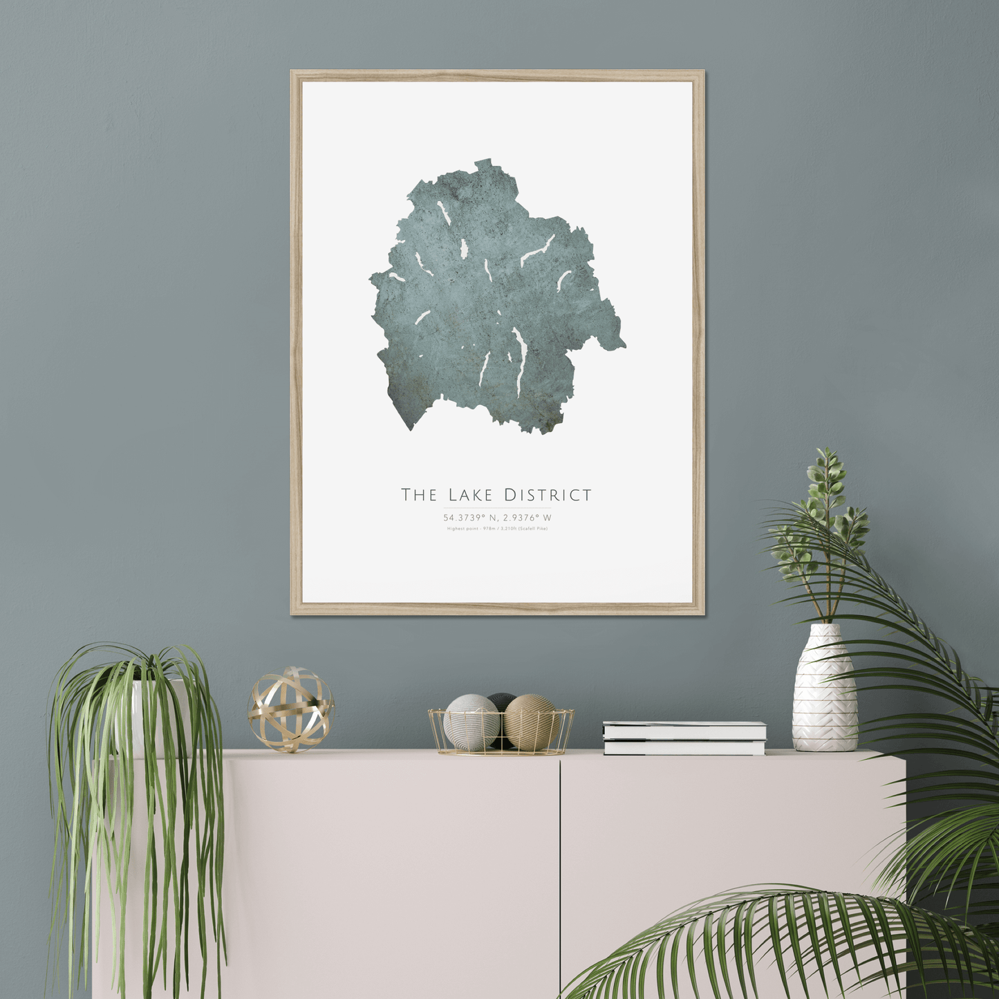 The Lake District - Framed & Mounted Map