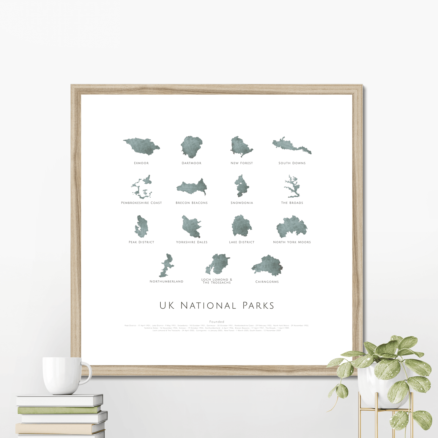 UK National Parks (square) - Framed & Mounted Map