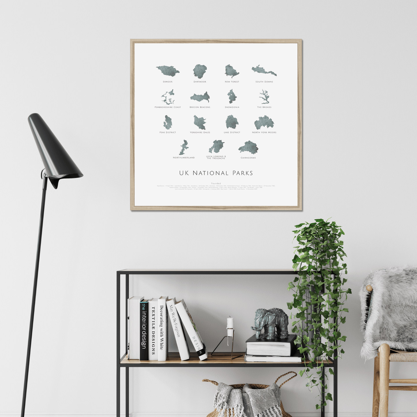UK National Parks (square) - Framed & Mounted Map